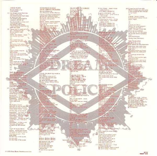 LP Inner Sleeve - other side, Cheap Trick - Dream Police (+4)